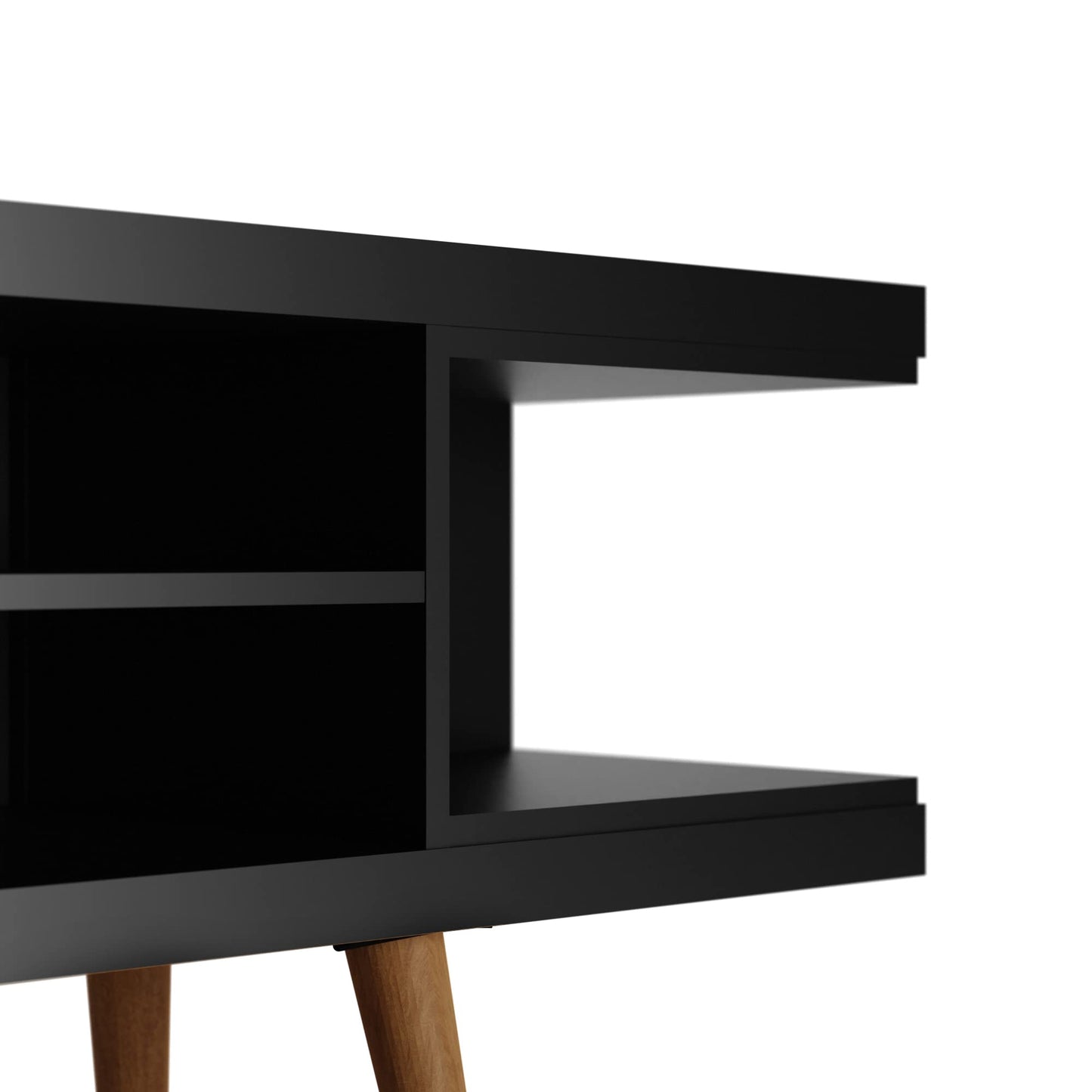 Manhattan Comfort Utopia 70.47" Freestanding Entertainment Center for Living Room, Mid Century Modern TV Stand with Shelves, Storage and Media Holes, Fits 65" Screens, Black