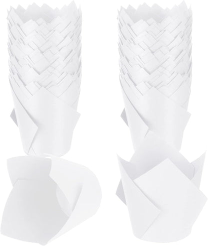 Jutom 200 Pack Tulip Cupcake Liners, Greaseproof Muffin Liners for Weddings and Parties, White