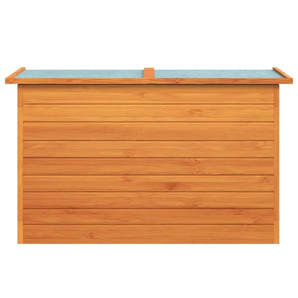 Drillkyn Brown Fir Wood Storage Box with Lid Roof Outdoor Chest for Backyard Patio Yard Storage 49.6 x 28.3 x 28.3 in Durable Outdoor Toy Bin Camping Storage Box