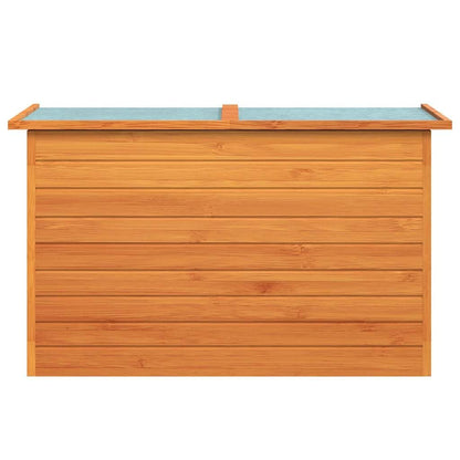Drillkyn Brown Fir Wood Storage Box with Lid Roof Outdoor Chest for Backyard Patio Yard Storage 49.6 x 28.3 x 28.3 in Durable Outdoor Toy Bin Camping Storage Box
