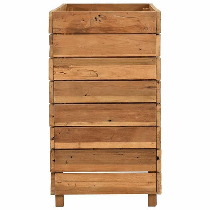 Favemtsl Large Adjustable Rustic Raised Garden Bed 39.4"x15.7"x28.3", Recycled Teak Wood Outdoor Planter Box with Steel Frame, Eco-Friendly Elevated Flower Bed for Patio Balcony Deck