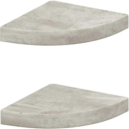 Set 2 vidaXL Wall Corner Shelf of Concrete Grey Honeycomb MDF, Metal