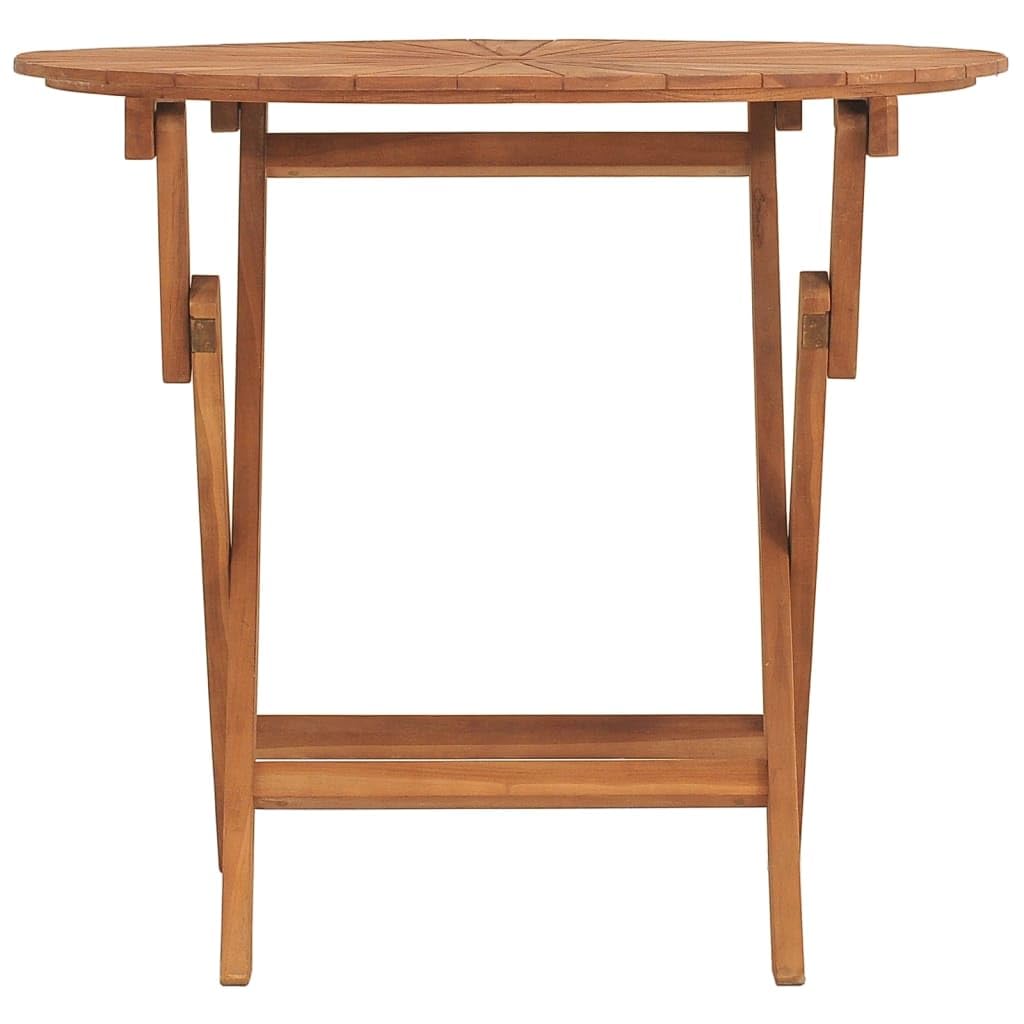 GROSERY Folding Patio Table ? 33.5""x29.5"" Solid Wood Teak,Teak Wood Patio Table, Foldable Outdoor Dining Table with Umbrella Hole for Garden, Balcony, and Commercial Use, Brown