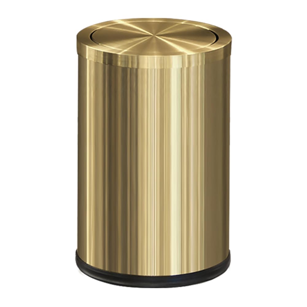 LEASYLIFE 9L/2.4Gal Gold Trash Can,Brass Bathroom Garbae Can with Flipping Lid,Small Brass Garbage Can for Office, Laundry Room,Bedroom,Hotel