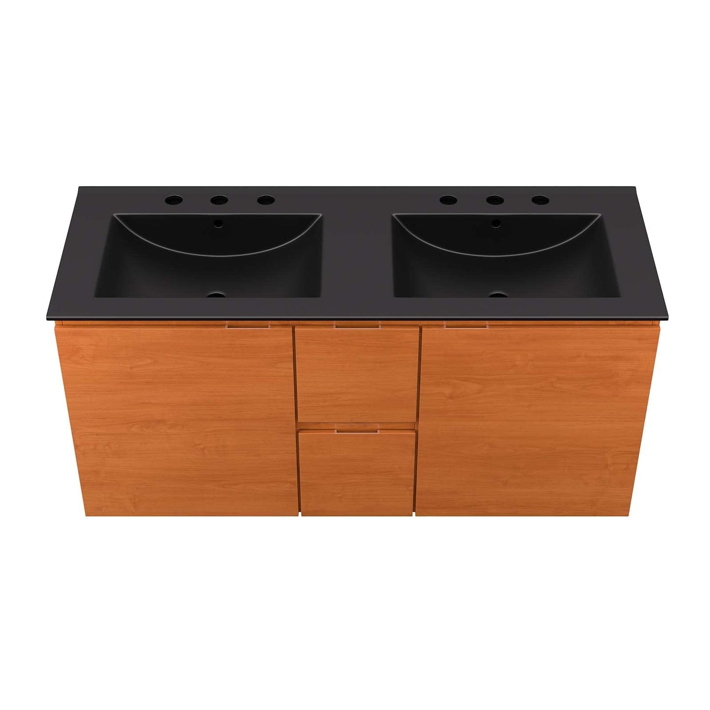 Modway EEI-5815-CHE-BLK Scenic 48" Double Wall-Mount Bathroom Vanity, Cherry Black
