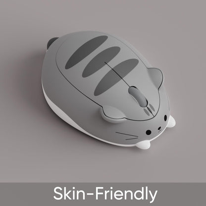 Akko Cat Theme Wireless Gaming Mouse, 2.4G GHz with a USB Receiver, Cute Optical Cordless Cartoon Mice for Computer/Laptop/Desktop/PC, Compatible with Mac/Win (Gray Mimo)