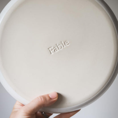 Fable Dinnerware Set - Includes 4 Each of The Dinner + Salad Plates, and The Breakfast Bowls - Dishwasher Safe, Durable Stoneware Ceramic Plates and Bowls - Dove Gray