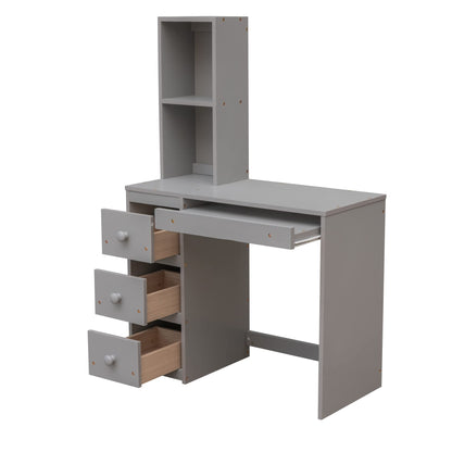 Jintop Twin Size Solid Wood Loft Bed with Storage Staircase and Desk, Bedroom Multifunctional Separable Bed Frame w/Shelves & Drawers,No Box Spring Needed,for Adult Kid Boy Girl,Gray