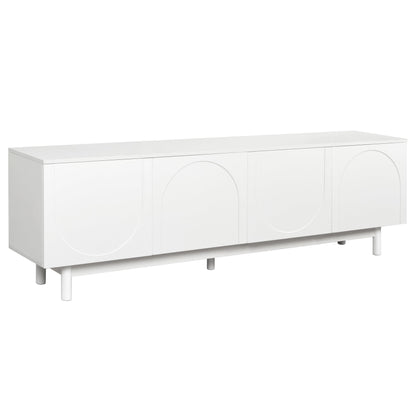 Ball & Cast Modern TV Stand with Arch Cabinets for TVs up to 78", Minimalist Entertainment Center w/Solid Wood Legs and Adjustable Shelves, Media Console for Living Room,White
