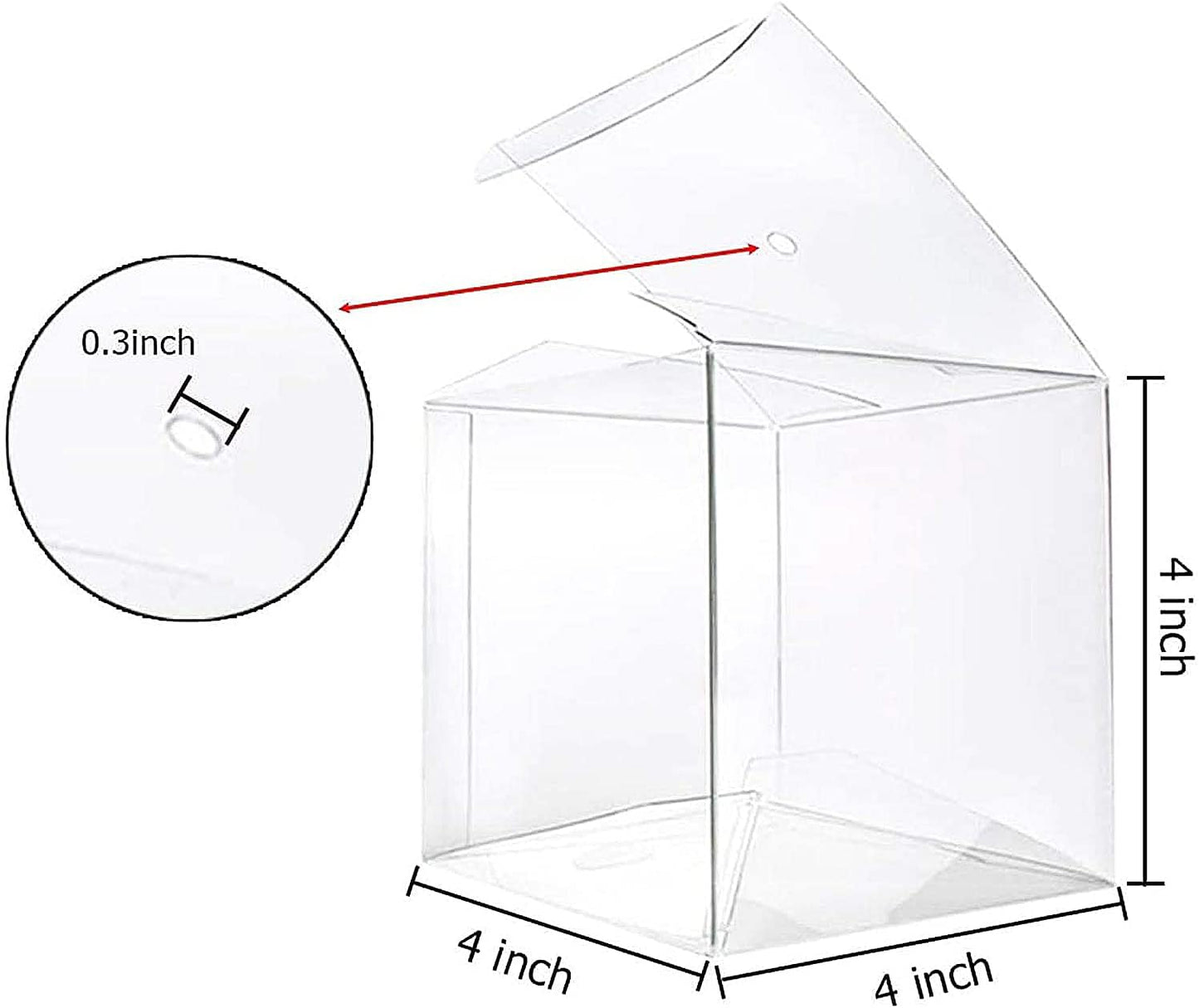 20 Pack 4''x 4'' 4'' Set Packaging x Clear Candy Apple Boxes with Hole and Sticks Food Grade Plastic Clear Caramel