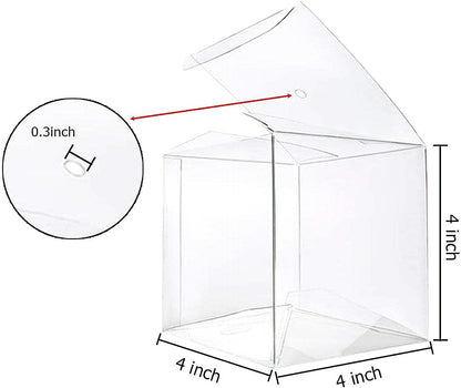 20 Pack 4''x 4'' 4'' Set Packaging x Clear Candy Apple Boxes with Hole and Sticks Food Grade Plastic Clear Caramel
