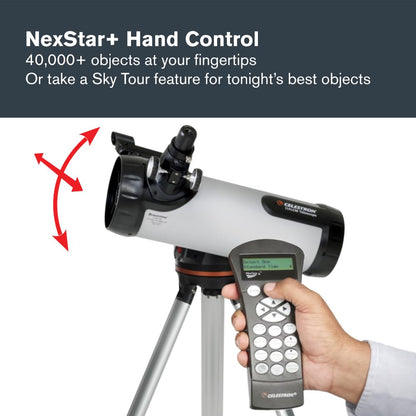 Celestron - 114LCM Computerized Newtonian Telescope - Telescopes for Beginners - 2 Eyepieces - Full-Height Tripod - Motorized Altazimuth Mount - Large 114mm Newtonian Reflector