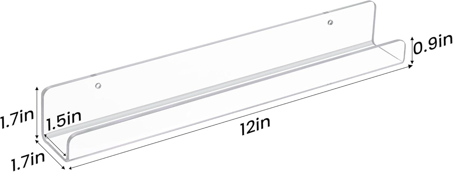 12 Pack 12" Album upsimples Vinyl Record Wall Mount Shelves, Vinyl Holder for Record Storage & Display, Clear Acrylic