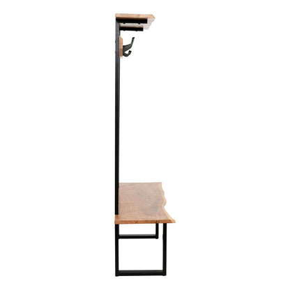 Alpine Live Edge Hall Tree with Bench and Coat Rack – Modern Rustic 48-Inch Solid Wood Entryway Organizer with Shelf, 7 Double Coat Hooks, & Bench for Mudroom or Foyer by Alaterre Furniture (Natural)