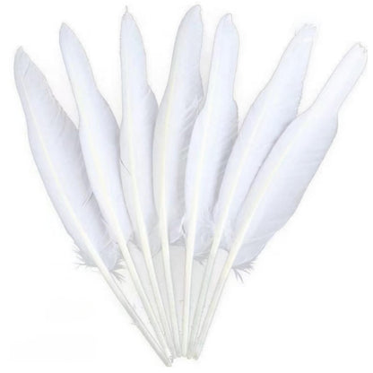 Bulk 28 pcs Natural White Goose Feathers,Long 10-12 inch (25-30cm) for Pen DIY Crafts,Wedding Centerpieces,Angel Wings,Parties (White)