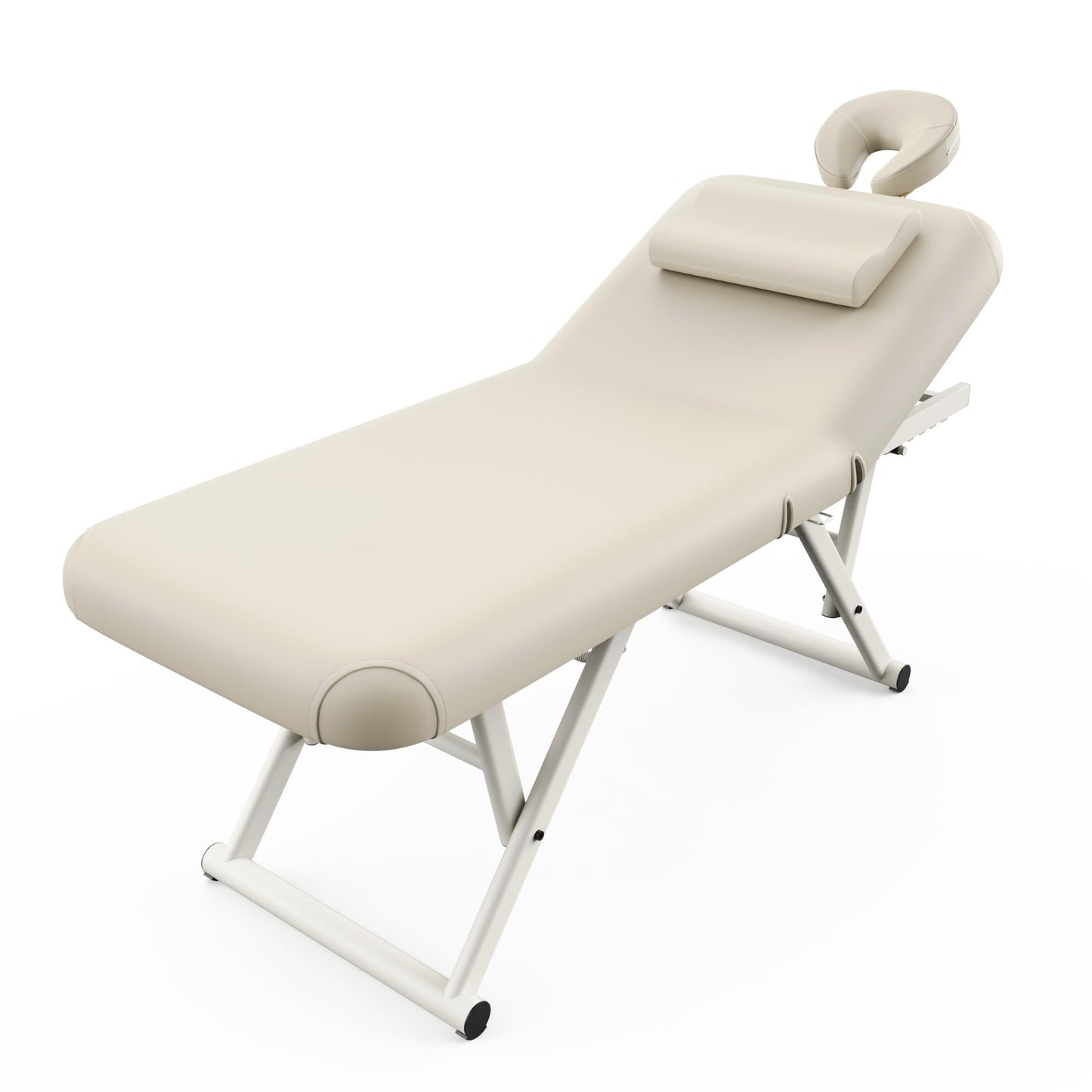 pouseayar Adjustable Massage Table with Face Pillow & Headrest, Sturdy and Solid, Silent and Easy to Adjust - Adjustable Backrest, Electric Leg Lifting, Beige Gray
