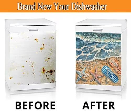 Beach Starfish Dishwasher Magnet Cover, 23" x 26" Kitchen Decor, Summer Decorative Cover for Home Cabinet
