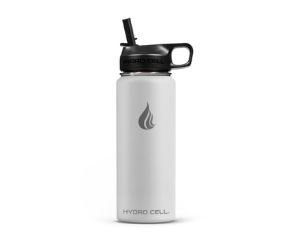 HYDRO CELL Stainless Steel Insulated Water Bottle with Straw - For Cold & Hot Drinks - Metal Vacuum Flask with Screw Cap and Modern Leakproof Sport Thermos for Adults (Frost 18oz)