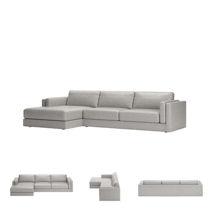 Signature Design by Ashley Amiata Modern L-Shaped Left-Arm Facing Leather Match 2-Piece Sectional with Chaise, Light Gray