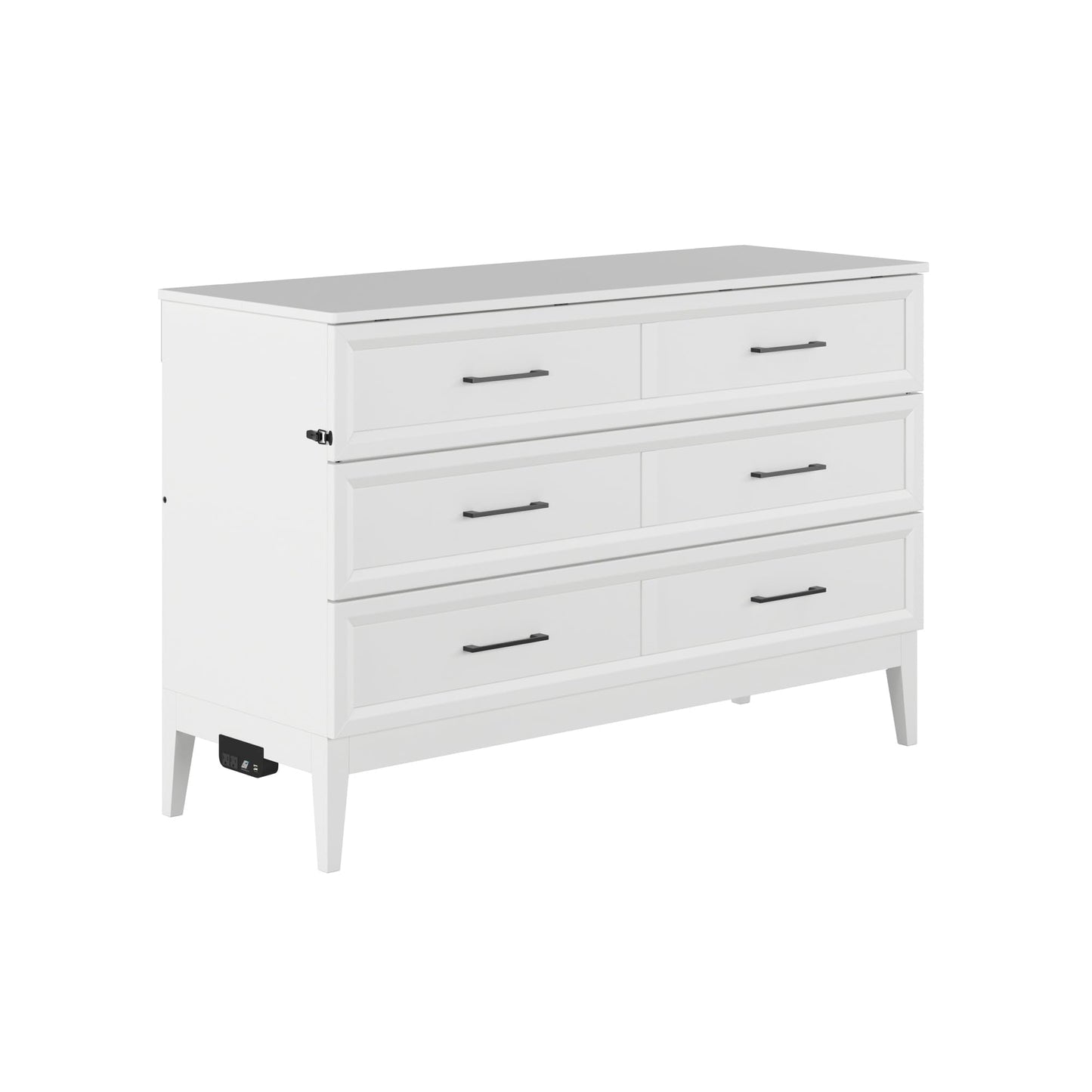 AFI, Santa Fe Queen Murphy Bed Chest with Mattress and Built-in Charger, White