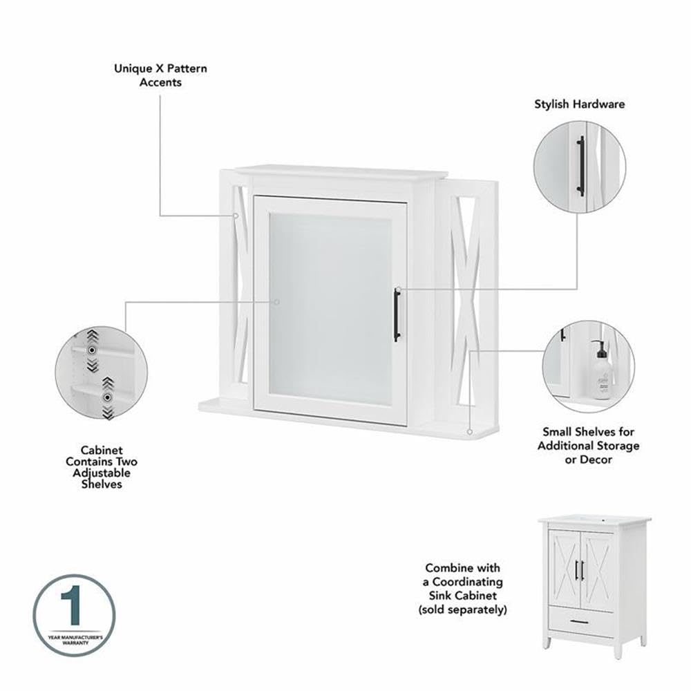 Bush Home Key West 48W Double Vanity Set with Sinks and Medicine Cabinets in White Ash