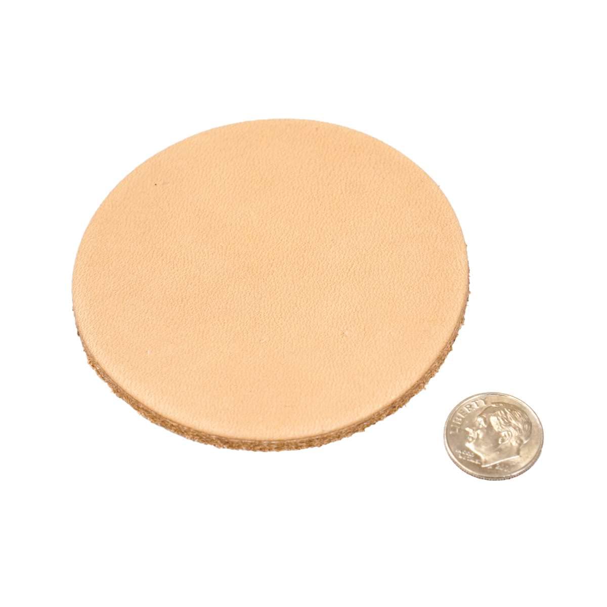 25 Pack – 3‑1/4" Round Veg‑Tanned Leather Pieces – 8–9 oz (3.2–3.6 mm) Natural Leather Circles for Coasters, Tooling, Stamping, Carving & Laser Engraving – Springfield Leather Company