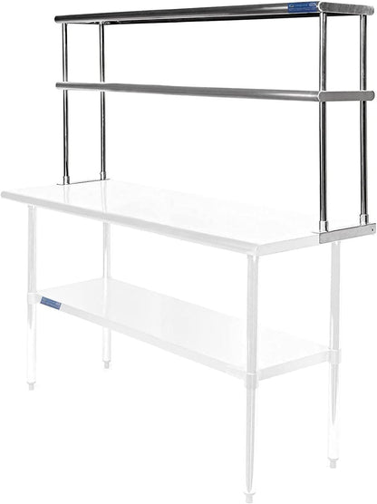 Express KitchQuip NSF Certified 18 Gauge Heavy Duty Stainless Steel Double overshelf with Brackets for Kitchens, Utility Rooms, Storage, Offices & Home