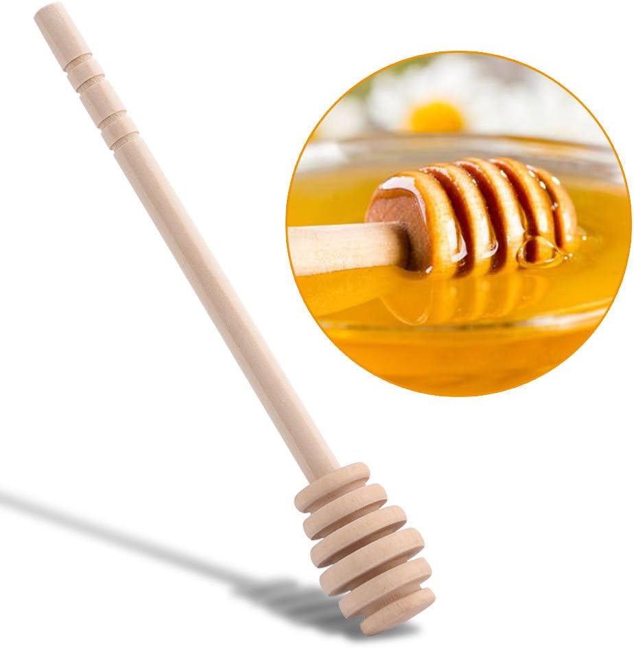 50Pcs/set Mini Honey Dipper, Wooden Muddler Stick, Individually Wrapped, 10.5cm, Wedding Party Favors