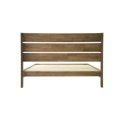 Full Size Solid Wood Platform Bed Frame, Headboard & Footboard, 12 Heavy-Duty Slatted Design, Center Metal Legs, Easy Assembly, No Box Spring Needed, Anti-Noise & Slip-Free, Barnwood Finish QIF-30
