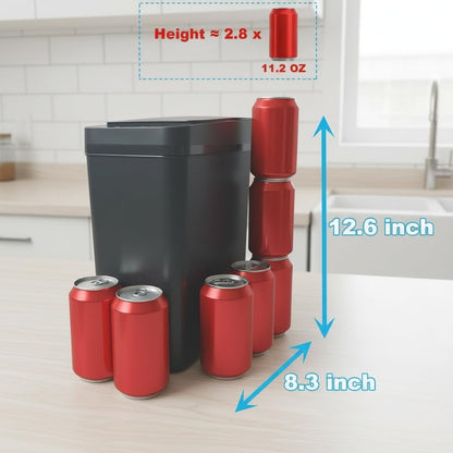 Yatmung Touchless Bathroom Trash Can - 2.5 Gallon Smart Trash Can Sensor Motion - Skinny Trash Bin with Lid - Electric, Narrow, Plastic, Auto Open - Small Slim Automatic Garbage Can (Black)