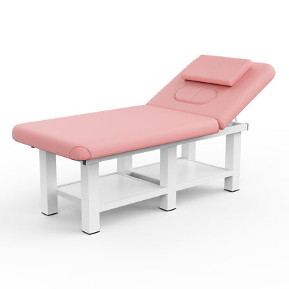 pouseayar Stationary Massage Table, 75”L 31.5''W Heavy Duty Esthetician Bed, 800LBS Metal Frame PU Leather Physical Therapy Table Spa Lash Bed Professional Equipment (Pink)