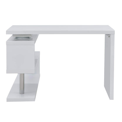 SEI Furniture Yates Multifunctional Corner/L Desk w/ Shelves, White-chrome