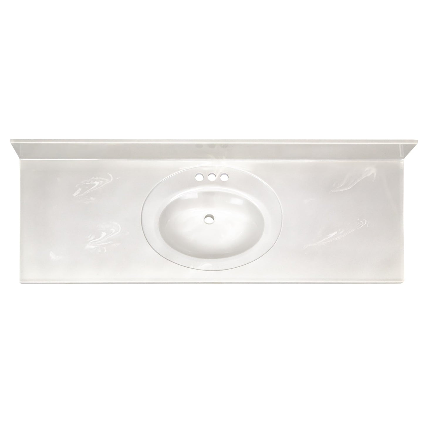 Design House Cultured Marble Vanity Top, 61 in W x 22 in D, Integrated 4 in Centerset Oval Sink & Backsplash, Ivory Swirl, 597419
