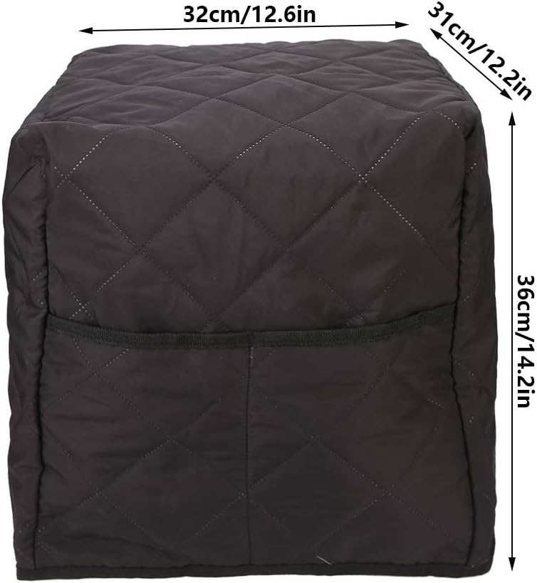 Soft Cotton Coffee Machine Dust Cover, Washable Black Cover for Home Office, 12.6 X 12.2 X 14.2 inch