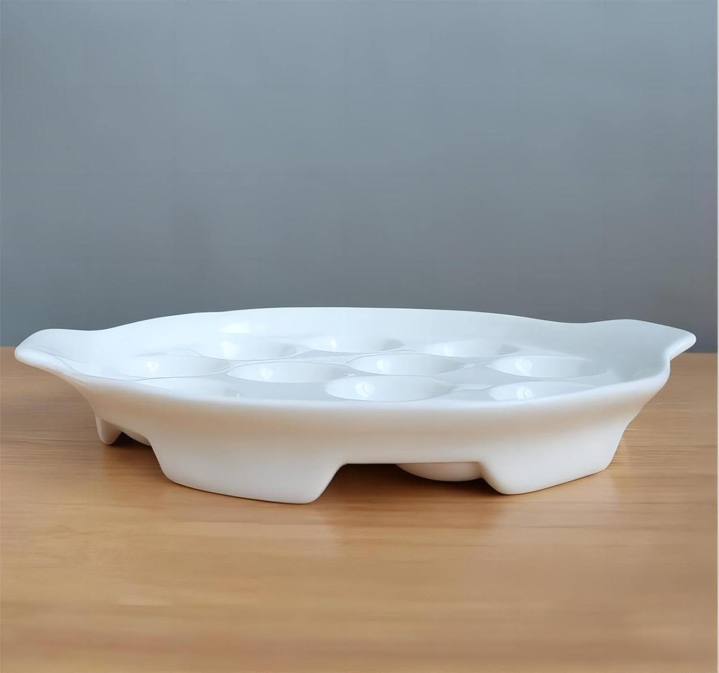 Bamboo's Grocery LoKii 2 Pack Ceramic Escargot Dish, 12 Holes with Handles, White, 9.25 Inches, Snail Dish Diet Plates