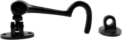 Renovators Supply Manufacturing Door Latch Lock, 4.5 in. Black Wrought Iron Swivel Hook and Eye Latch