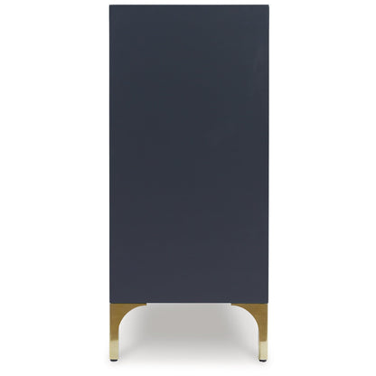 Signature Design by Ashley Loirwick Contemporary Accent Cabinet with Shelf and Geometric Pattern, Blue