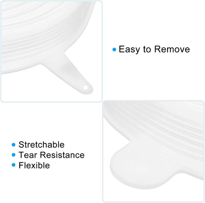 uxcell Silicone Stretch Lids, 3Pack 2.56" Round Container Lid, Reusable Silicone Covers for Cups, Bowls, Food, White