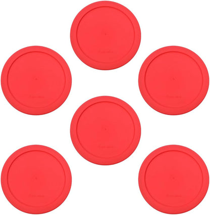 CIBI Food Storage Container Lids (2 Cups, Red - 6PK) for Pyrex and Anchor Round Glass Containers
