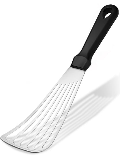MUJINON Fish Spatula 18/8 Stainless Steel, Thin Long Flexible 12.5-in Metal Spatula Fish Turner Brushed Kitchen Utensil for Outdoor Grilling Daily Barbeque, Dishwasher Safe