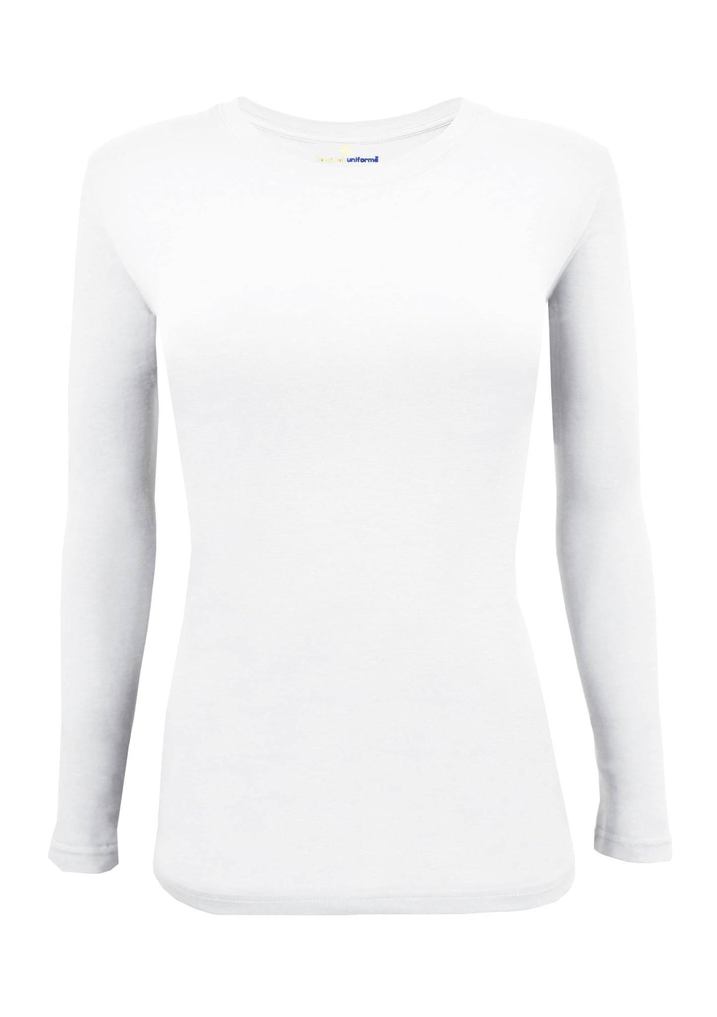 Natural Uniforms Women's Under Scrub Tee Crew Neck Long Sleeve T-Shirt (White, Medium)