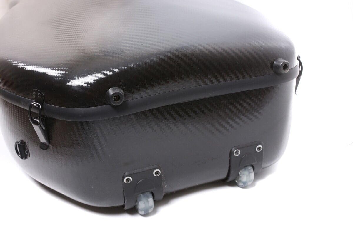 Hard Cello Case 4/4 Full Size Mixed Carbon Fiber Strong & Ultralight Cello Box with 2 Bow Holders & 2 Strong Handle & 2 Back Straps & Wheels Cello Bag (Black Braided Carbon Fiber)