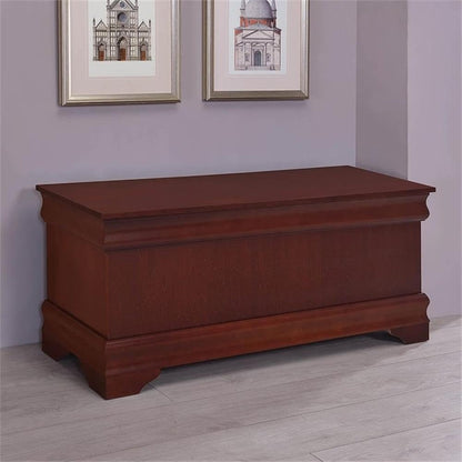BOWERY HILL Traditional Wood Cedar Blanket Chest, Warm Brown Finish, 47" W x 17" D x 20" H, Cedar-Lined Interior, Solid Pattern, Versatile Storage for Hallway or Master Suite