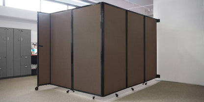 Wall-Mounted Folding Room Divider 360 | Adjustable Widths | Locking Wheels | Room Separator | Up to 19'6" Wide x 6' Tall Charcoal Gray Fabric Panels