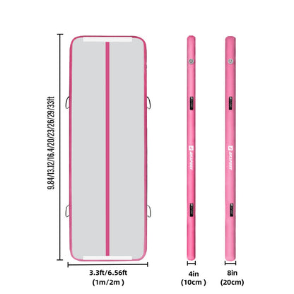 AKSPORT Air Mat Tumble Track Gymnastics Tumbling Mat Inflatable Mats With Electric Air Pump for Home Use/Tumble/Gym/Training/Cheerleading/Parkour/Beach/Park/Water 3.3/10/13.12/16.4/20/23-39ft (pink, 13.12)