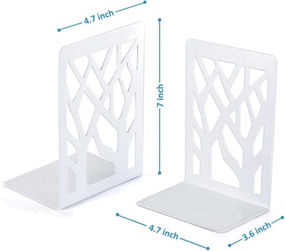 2 Book Ends, Bookends, Bookends for Shelves, Bookend, Book Ends for Heavy Books, White Metal Book Shelf Holder Home