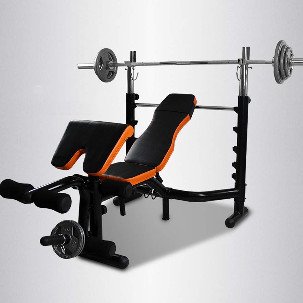 Gym Weight Bench pressFolding Weight Table Dumbbell Bench Functional Bench Press Weight Bench Barbell Rack Commercial Squat Rack Set Barbell Training (Color : Black, Size : 1