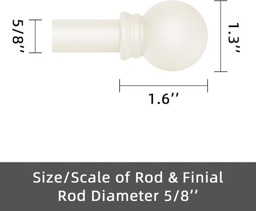 GXOACKJ Decorative Curtain Rods - Heavy Duty Metal for Windows 48 to 84 Inches | Ivory White Finish