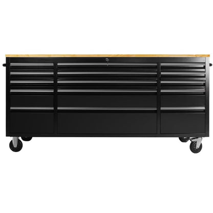 AnorTrek 72 inch Tool Chest with 15 Drawers for Garage, Workbench and Repair Store, Tool Cabinet -Black (72 inch Tool Chest- Black)