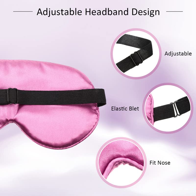 BBTO 4 Pcs Silk Sleep Eye Masks Smooth Soft Satin Eye Covers with Adjustable Strap Blindfold for Sleeping Blocking Out Lights Travel Relaxation (Royal Blue, Dark Green, Navy Blue, Black)